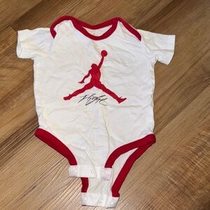 Jordan Red and White Baby Bodysuit